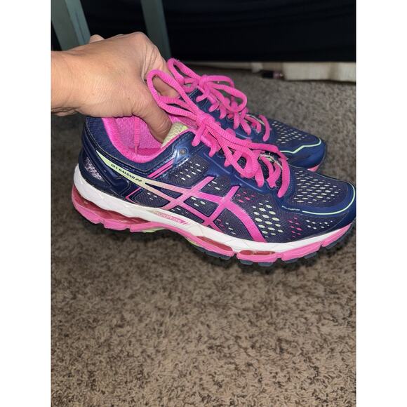 Asics Gel Kayano 22 women's sz. 5.5 blue and pink sneaker. Grt. shape, comfortab - Picture 1 of 9